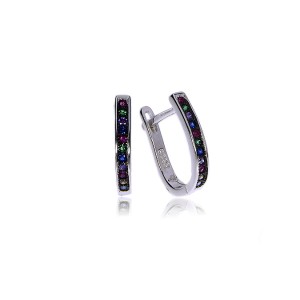 Kolczyki angielskie zapięcia srebro rodowane pr.0,925 kolorowe cyrkonie MULTICOLOR